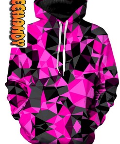 Pink and Black Geo Unisex Geometric All Over Print 3D Hoodie with Design