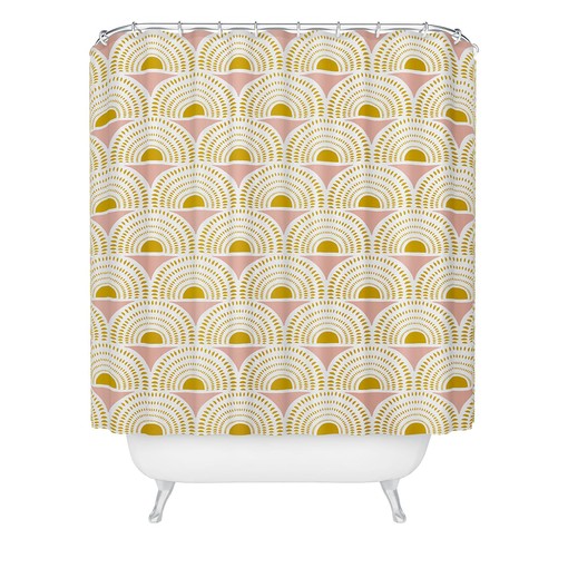 Pink and Gold Geometric Shower Curtain, Glamorous Addition to Your Bathroom Decor, Fabric Bath Curtain - Image 2