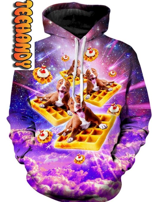 Pitbull Waffle Dog Print All Over Print 3D Hoodie with Design