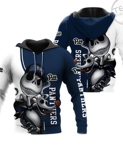 Pittsburgh Panthers Jack Skellington and Zero 3D Hoodie in All Over Print with Unique Design