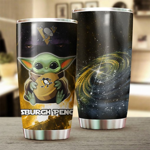 Pittsburgh Penguins Fans Need This Baby Yoda NHL Tumbler with NHL Logo Tumbler - Image 2