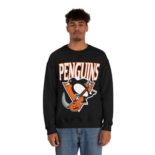 Pittsburgh Penguins Halloween Retro NHL Sweatshirt Hoodie T-Shirt - Essential for Hockey Lovers - Image 3