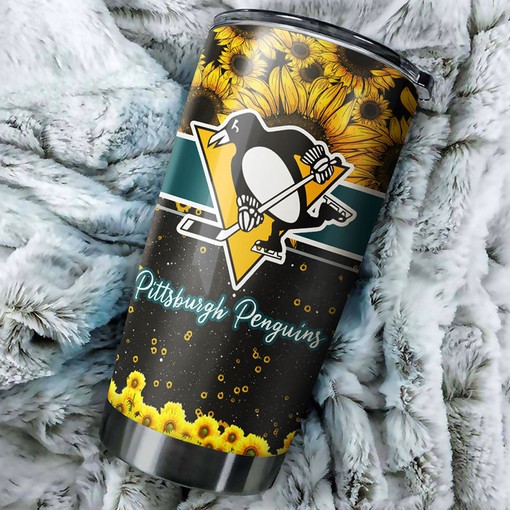 Pittsburgh Penguins NHL Tumbler - Beautiful Sunflower Tumbler for Hockey Fanatics - G Fanatics