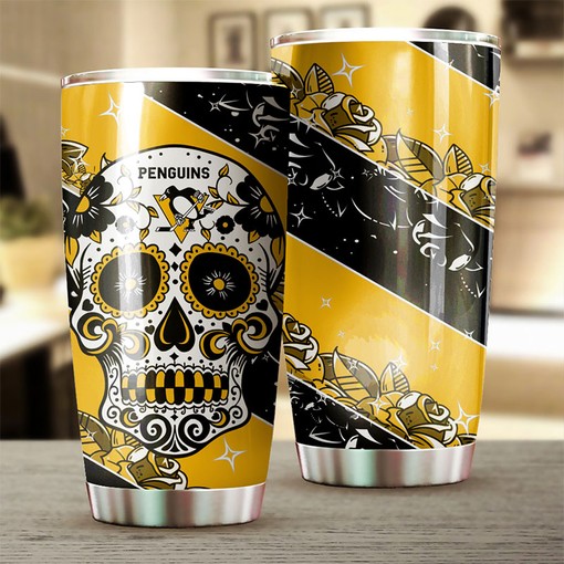 Pittsburgh Penguins NHL Tumbler Game Days Skull Design Tumbler for NHL Fans, Perfect for Personalized Tumblers