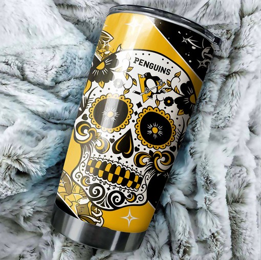 Pittsburgh Penguins NHL Tumbler Game Days Skull Design Tumbler for NHL Fans, Perfect for Personalized Tumblers - Image 2