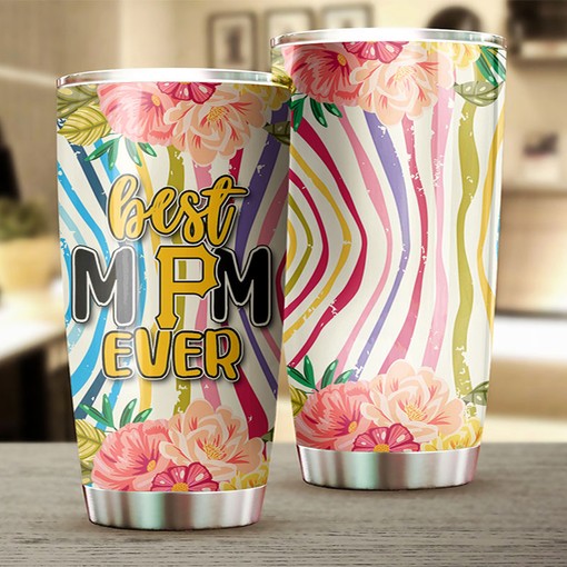 Pittsburgh Pirates MLB Tumbler for Best Mom Ever with Beautiful Flower Design - Image 2