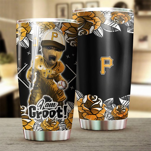 Pittsburgh Pirates MLB Tumbler with I Am Groot Personalization - Perfect Gift for Pirates and Marvel Fans - Image 2