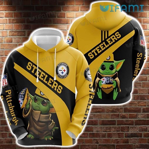 Pittsburgh Steelers Baby Yoda 3D Hoodie with All-Over Prints and Graphics for Football Enthusiasts