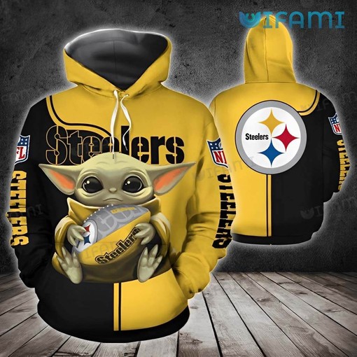 Pittsburgh Steelers Baby Yoda 3D Hoodie with All-Over Prints and Graphics for Football Lovers