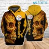 Pittsburgh Steelers Floral Skull All Over Print Hoodie with Cool Graphics