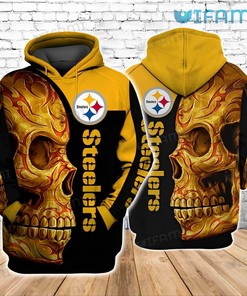 Pittsburgh Steelers Floral Skull All Over Print Hoodie with Cool Graphics
