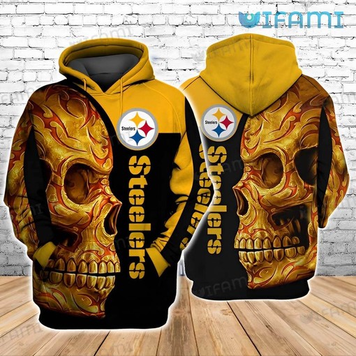 Pittsburgh Steelers Floral Skull All Over Print Hoodie with Cool Graphics