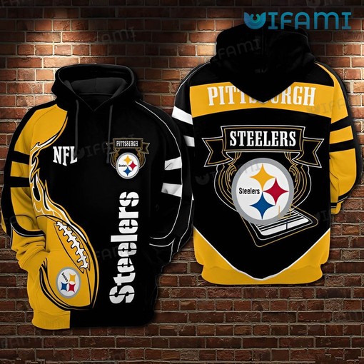 Pittsburgh Steelers Football Yellow Logo 3D Hoodie with All-Over Prints and Graphics for NFL Fans