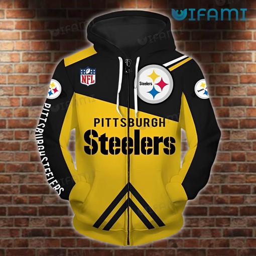 Pittsburgh Steelers Full-Zip Hoodie 3D Color Block with NFL Logo for Fans