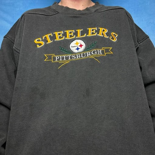 Pittsburgh Steelers NFL Vintage Style Pullover Crewneck Hoodie Sweatshirt