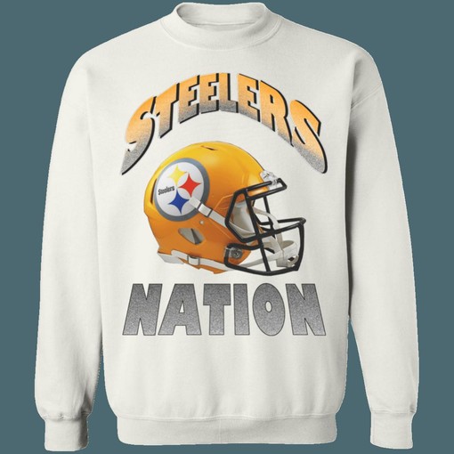 Pittsburgh Steelers STEELER NATION Retro NFL Tee Sweatshirt Hoodie for Fans - Image 4