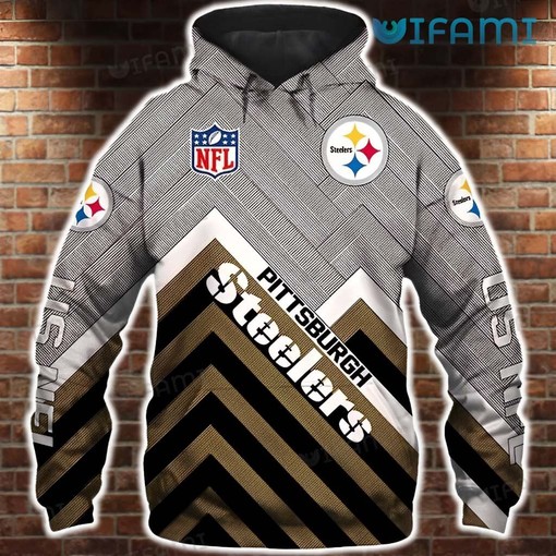 Pittsburgh Steelers Stripe Pattern Logo 3D Hoodie with Custom Prints for NFL Fans