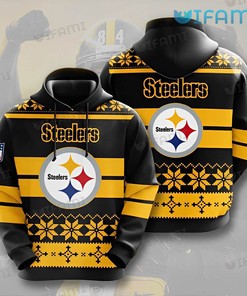 Pittsburgh Steelers Two Color Knitting Pattern Logo 3D Hoodie with Graphic Design for Fans