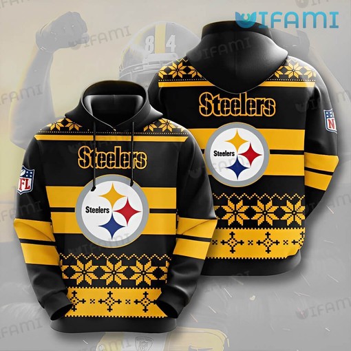 Pittsburgh Steelers Two Color Knitting Pattern Logo 3D Hoodie with Graphic Design for Fans