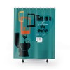 Playful Atomic Cat Retro Shower Curtain with Whimsical Design for a Quirky Bathroom