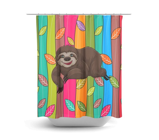 Playful Colorful Sloth Disney Shower Curtain for Kids' Bathroom - Image 2