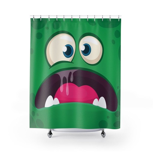 Playful Kids Monster Face Shower Curtain - Fun for Children's Bathrooms
