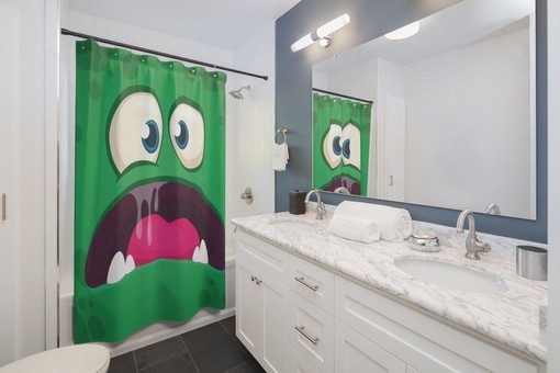 Playful Kids Monster Face Shower Curtain - Fun for Children's Bathrooms - Image 2