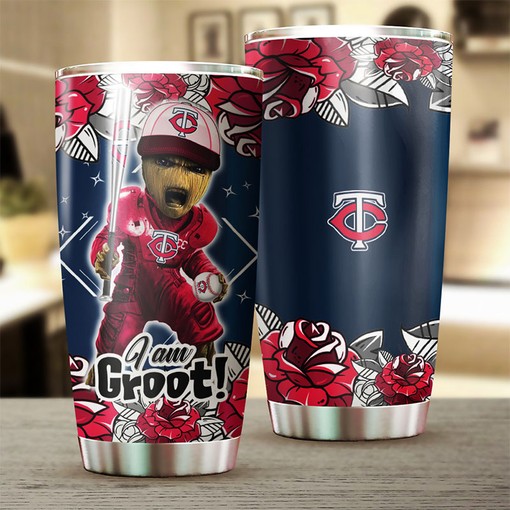 Playful Minnesota Twins MLB Tumbler with Cool Groot Design and Top-Quality MLB Logo - Image 2