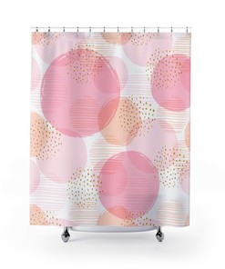 Playful Pink Circles Shower Curtain for Fun Bathroom Decor