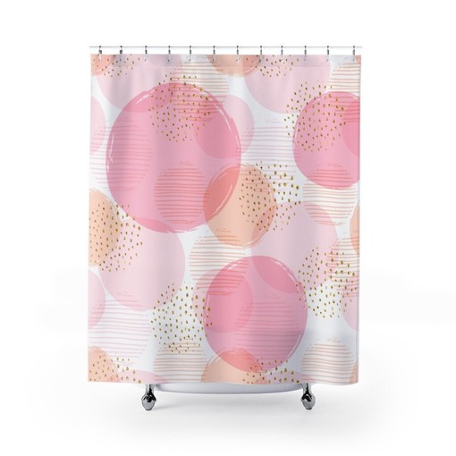 Playful Pink Circles Shower Curtain for Fun Bathroom Decor