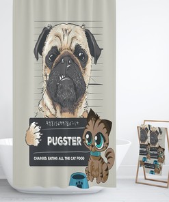 Playful Pug Shower Curtain for a Fun Bathroom Decor