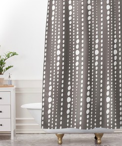 Polka Dot Stone Vintage Shower Curtain, Modern Brown Geometric Dots Bathroom Decor