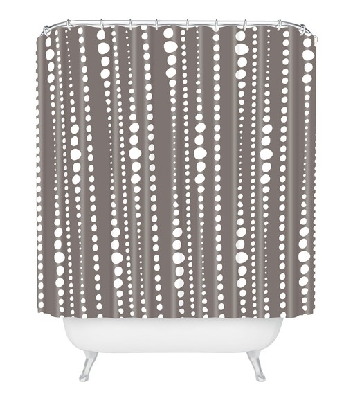 Polka Dot Stone Vintage Shower Curtain, Modern Brown Geometric Dots Bathroom Decor - Image 3