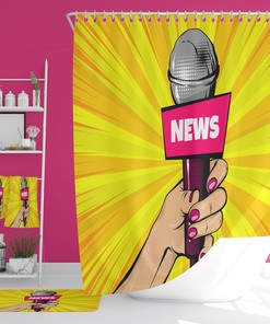 Pop Art News Vintage Inspired Shower Curtain, Retro Bathroom Accessory for a Unique Bathroom Decor