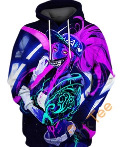 Pop Star K/DA Akali All Over Print Zip Up Hoodie Men