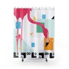 Pop of Color Pink Flamingo Abstract Mid Century Modern Shower Curtain for a Retro Look