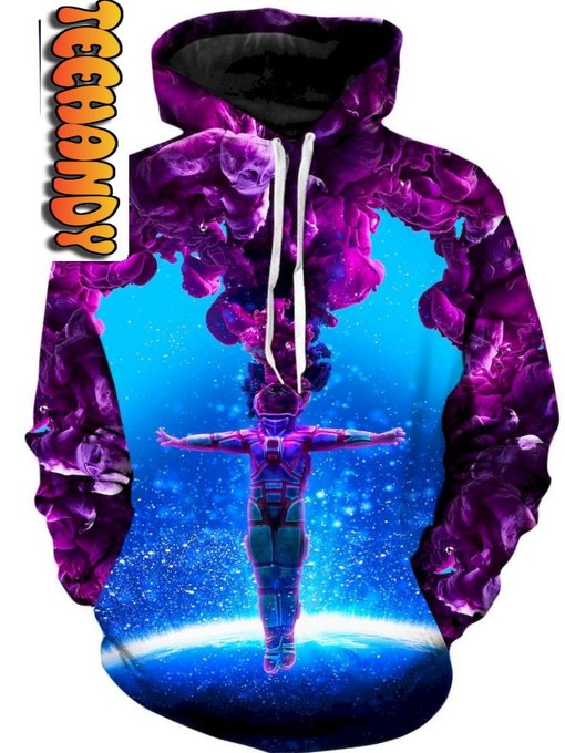 Possessed Astronaut Cosmic All Over Print 3D Hoodie with Design