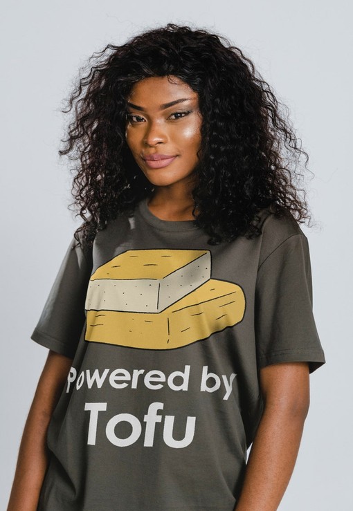 Powered by Tofu Funny Unisex Shirt, Tofu Shirts, Team Herbivore T-Shirt, Vegan Shirt, Vegetarian Tee Movie Fans Gifts