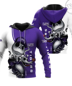 Premium 3D Hoodie with Jack Skellington and Zero for Lsu Tigers' Fans