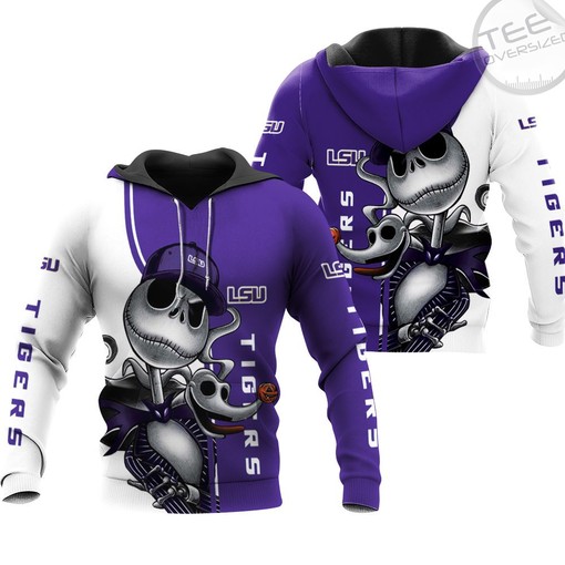 Premium 3D Hoodie with Jack Skellington and Zero for Lsu Tigers' Fans