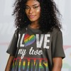Pride Month Shirts - I Love My Two Moms Unisex Shirts for Movie Fans Gifts with LGBT Gay Pride and Love Symbol