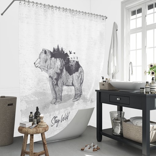 Primitive Rustic Woodland Disney Shower Curtain Set with Bears and Trees - Image 3