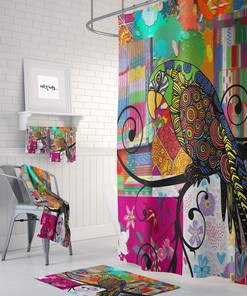 Print Shower Curtain Boho Parrot Shower Curtain