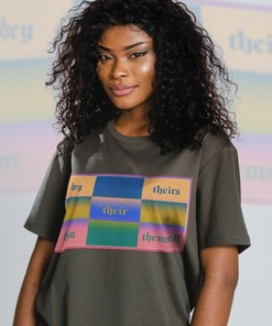 Pronoun Pride Shirt - Movie Shirts for Women with Human's Right, Funny LGBT T-Shirt and Pride Rainbow Love Symbol
