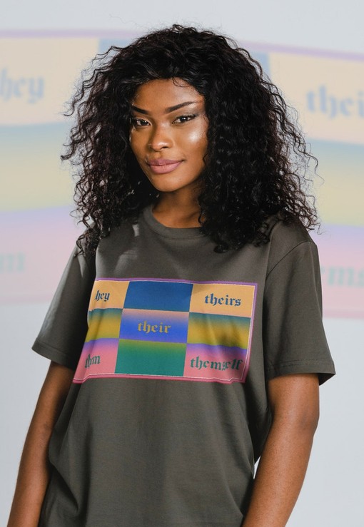 Pronoun Pride Shirt - Movie Shirts for Women with Human's Right, Funny LGBT T-Shirt and Pride Rainbow Love Symbol