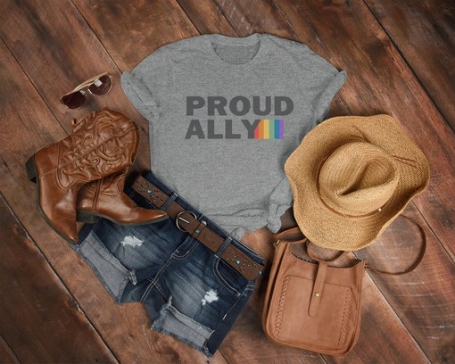 Proud Ally Shirt - Minimalist Movie Shirts for Men with Human's Right and Love Symbol - Image 3