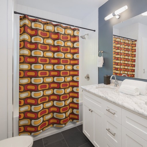 Psychedelic 60's 70's Retro Shower Curtain - Fun and Unique Bathroom Accessory - Image 3