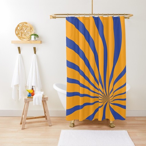 Psychedelic 70s Vintage Boho Shower Curtain - Featuring Trippy Design and Eco-Friendly Material with Waterproof Features