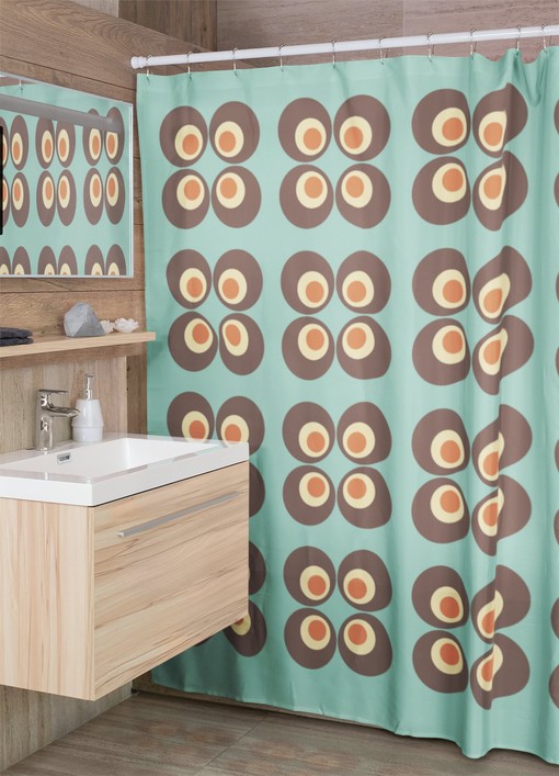 Psychedelic Groovy Geometric Shower Curtain, Retro Bathroom Decor