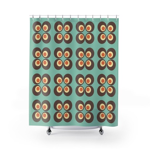 Psychedelic Groovy Geometric Shower Curtain, Retro Bathroom Decor - Image 2